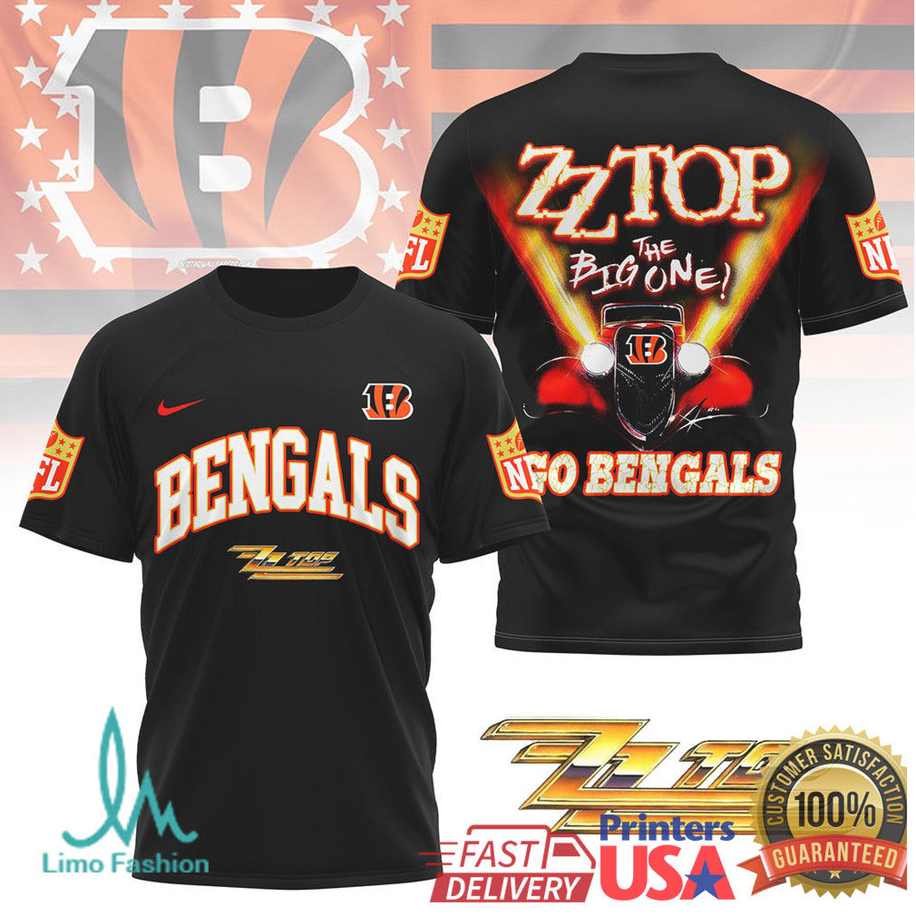 ZZ Top The Big One Cincinnati Bengals Hot Rod Retro Music T Shirt - Limotees LLC