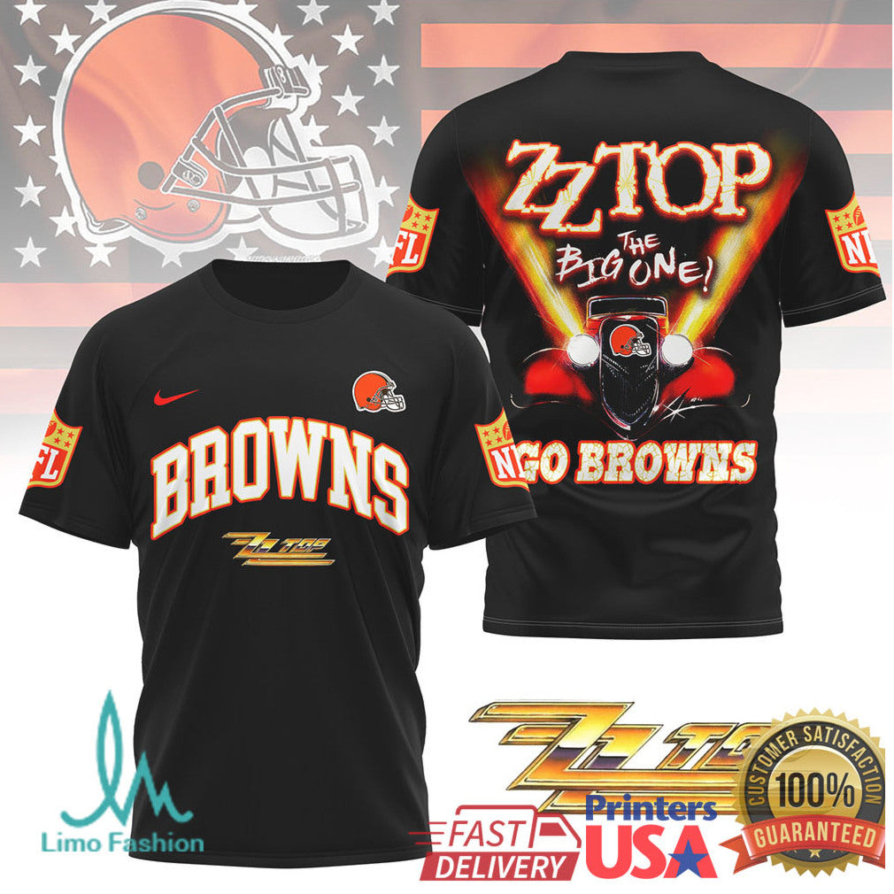ZZ Top The Big One Cleveland Browns Hot Rod Retro Music T Shirt - Limotees LLC