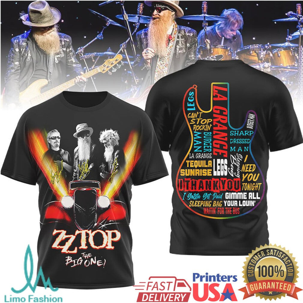 ZZ Top The Big One Hot Rod Guitar Logo Rock Music T Shirt - Limotees LLC