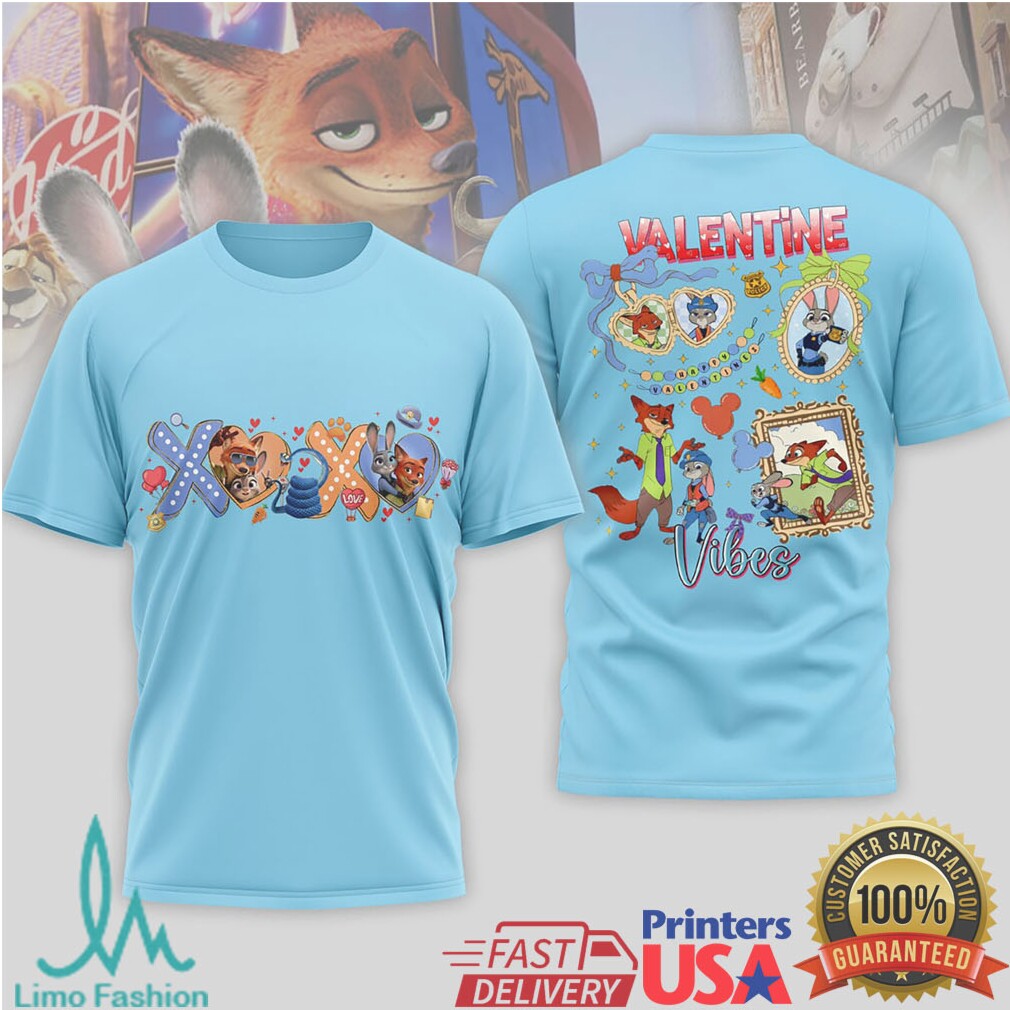 Zootopia Valentine Vibes Xoxo Disney Tshirt - Limotees LLC
