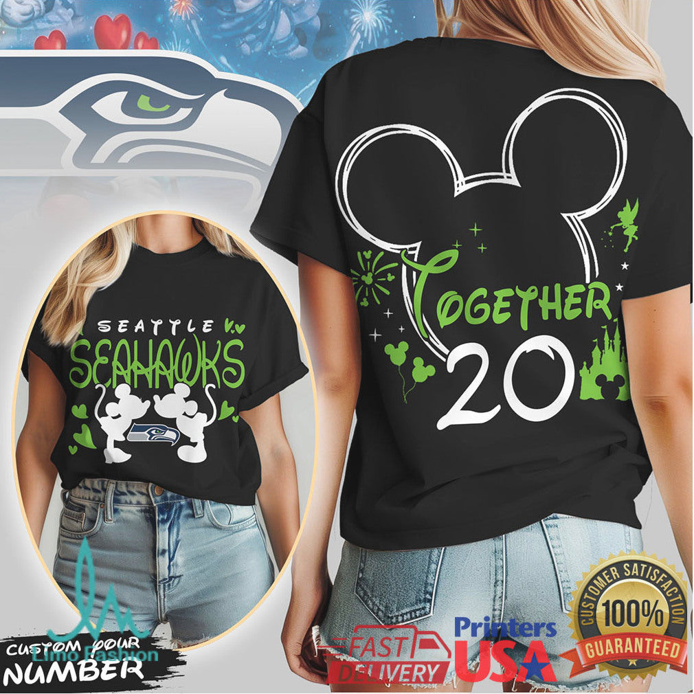 Seattle Seahawks Official NFL Valentine Mickey Together Shirt - Limotees LLC