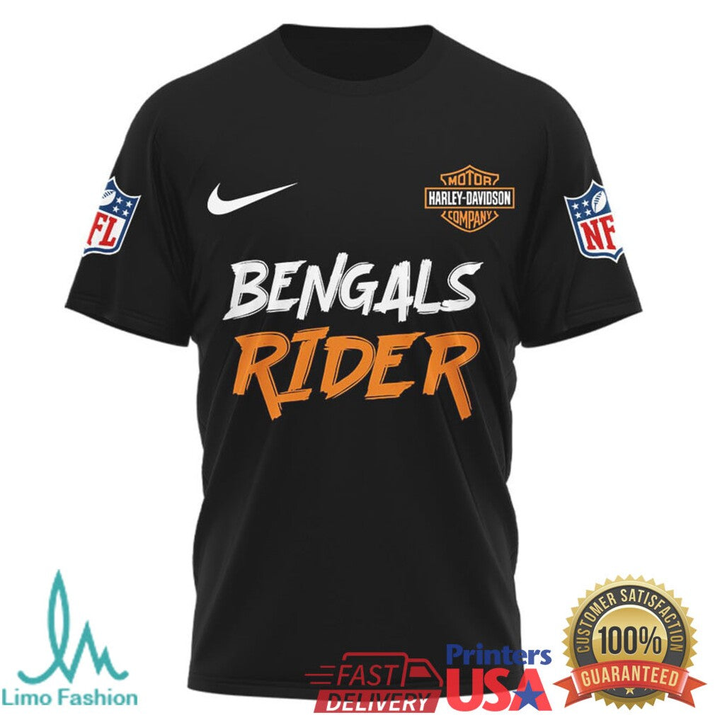 Cincinnati Bengals Official NFL Ghost Rider Harley Davidson 3D Shirt - Limotees LLC