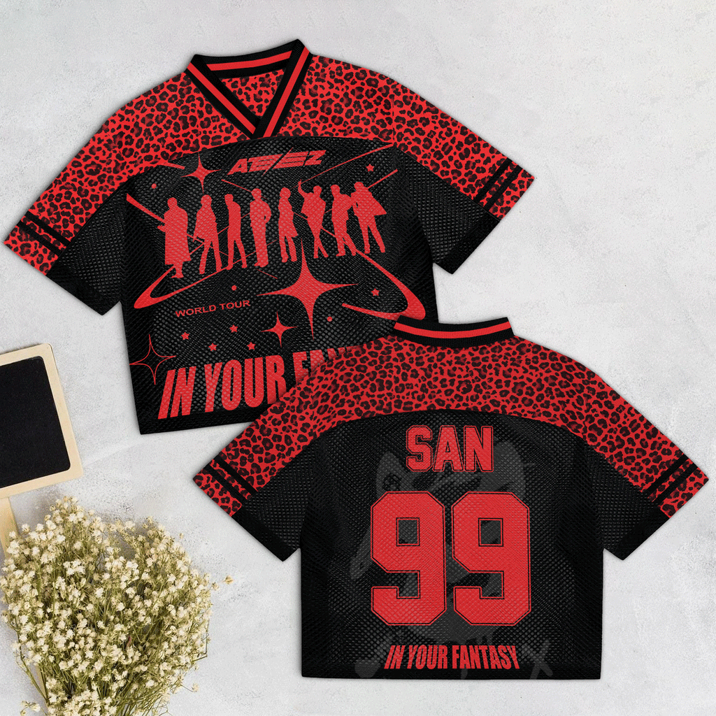 Ateez In Your Fantasy Leopard Mixed Mesh Jersey Football