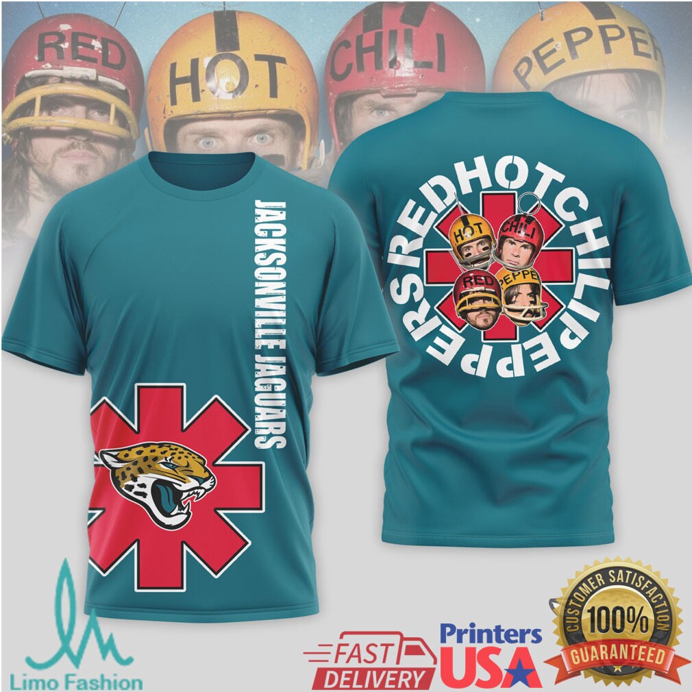 Jacksonville Jaguars Official NFL Red Hot Chilli Peppers 3D Shirt - Limotees LLC