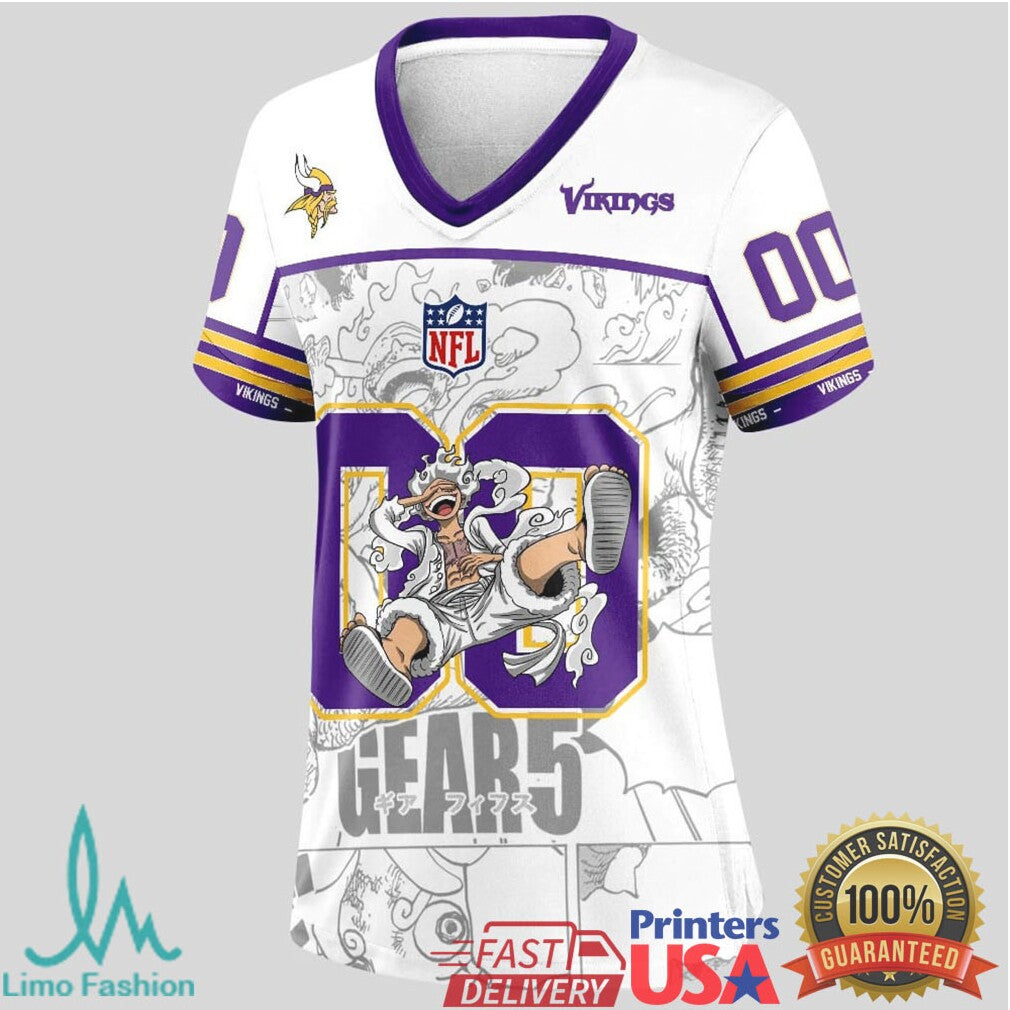 Minnesota Vikings Official NFL Luffy Gear 5 Special Edition Baseball Jersey Custom Name - Limotees LLC