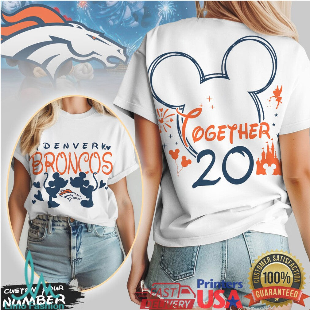 Denver Broncos Official NFL Valentine Mickey Together Shirt