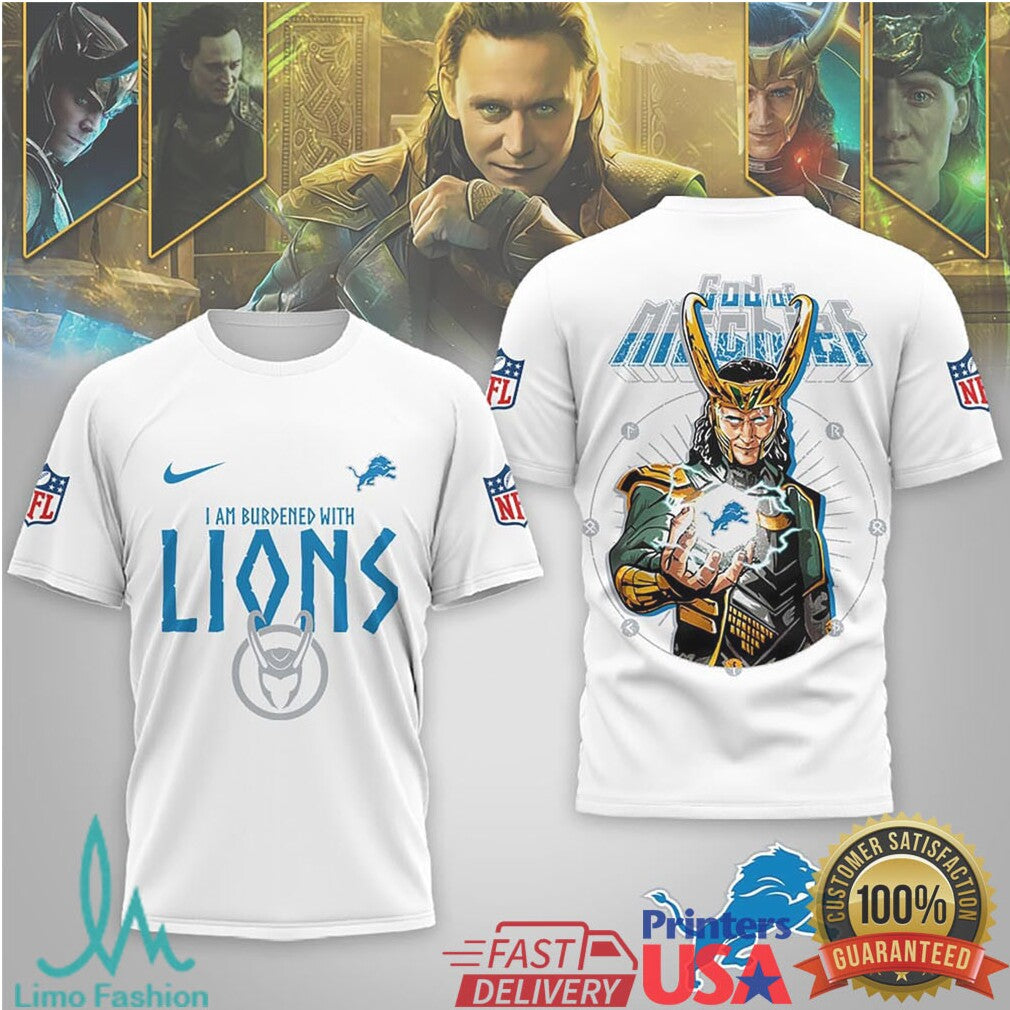 Detroit Lions Official Loki NFL God Of Mischief 3D Shirt - Limotees LLC