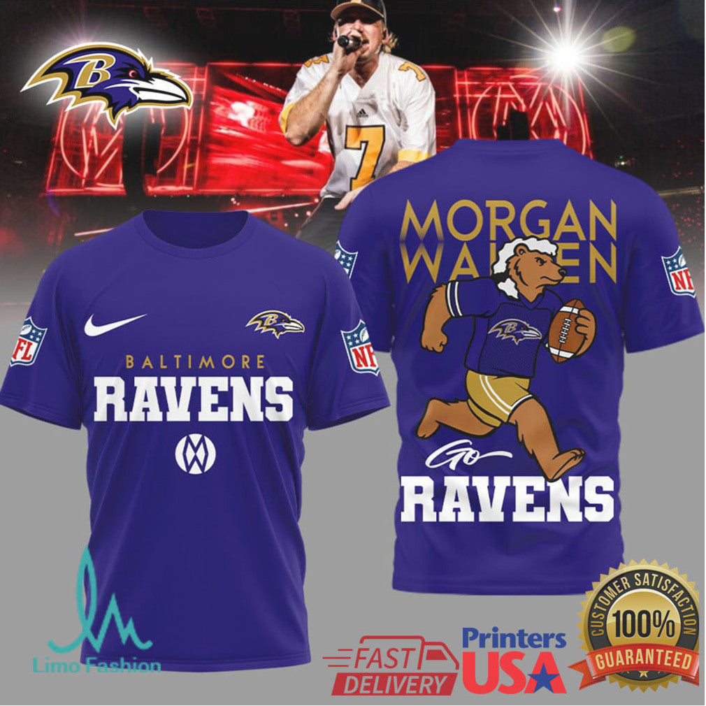 Baltimore Ravens Official NFL Morgan Wallen Fan 3D Shirt - Limotees LLC
