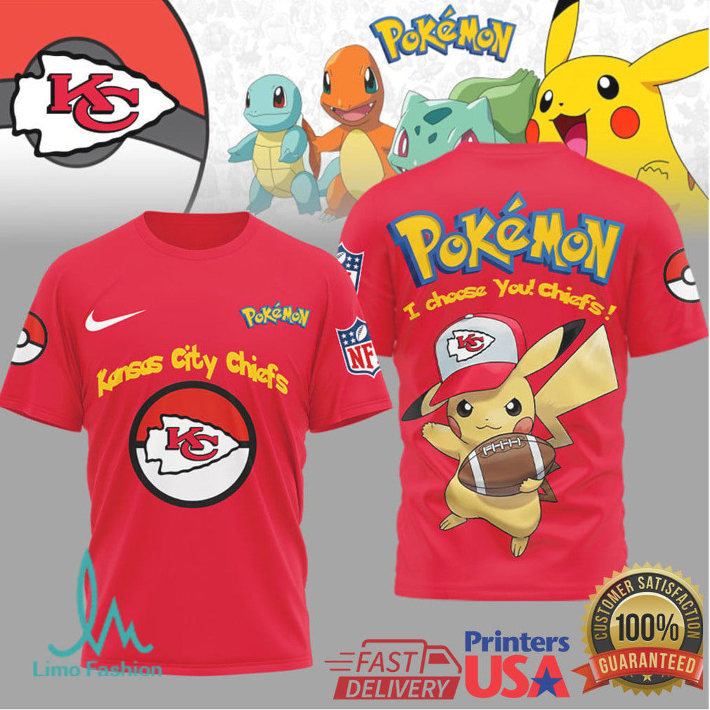 Kansas City Chiefs Official NFL I Choose You Pikachu 3D Shirt - Limotees LLC