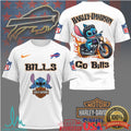 Buffalo Bills Official NFL Stitch Harley Davidson 3D Shirt - Limotees LLC