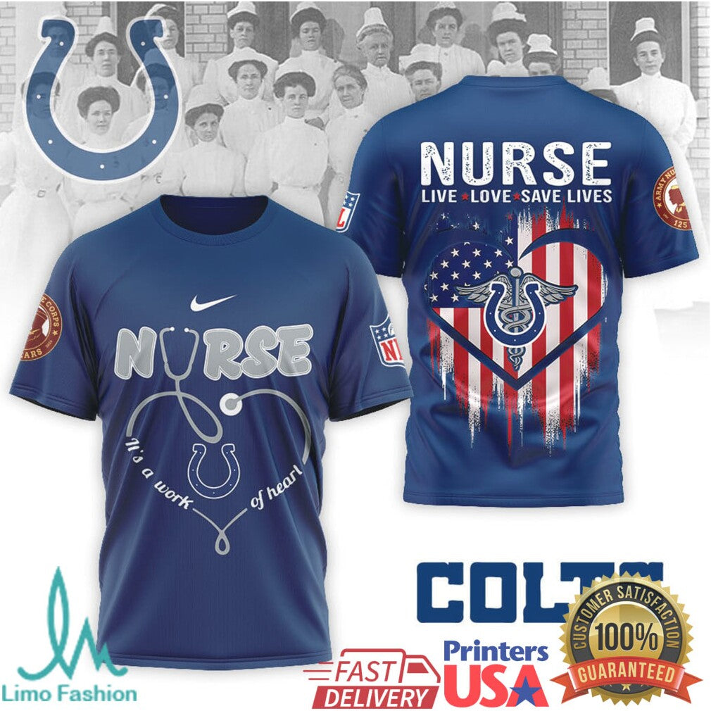 Indianapolis Colts Official NFL Army Nurse Corps 125th Anniversary 3D Shirt - Limotees LLC