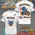 Los Angeles Rams Official NFL Stitch Harley Davidson 3D Shirt - Limotees LLC