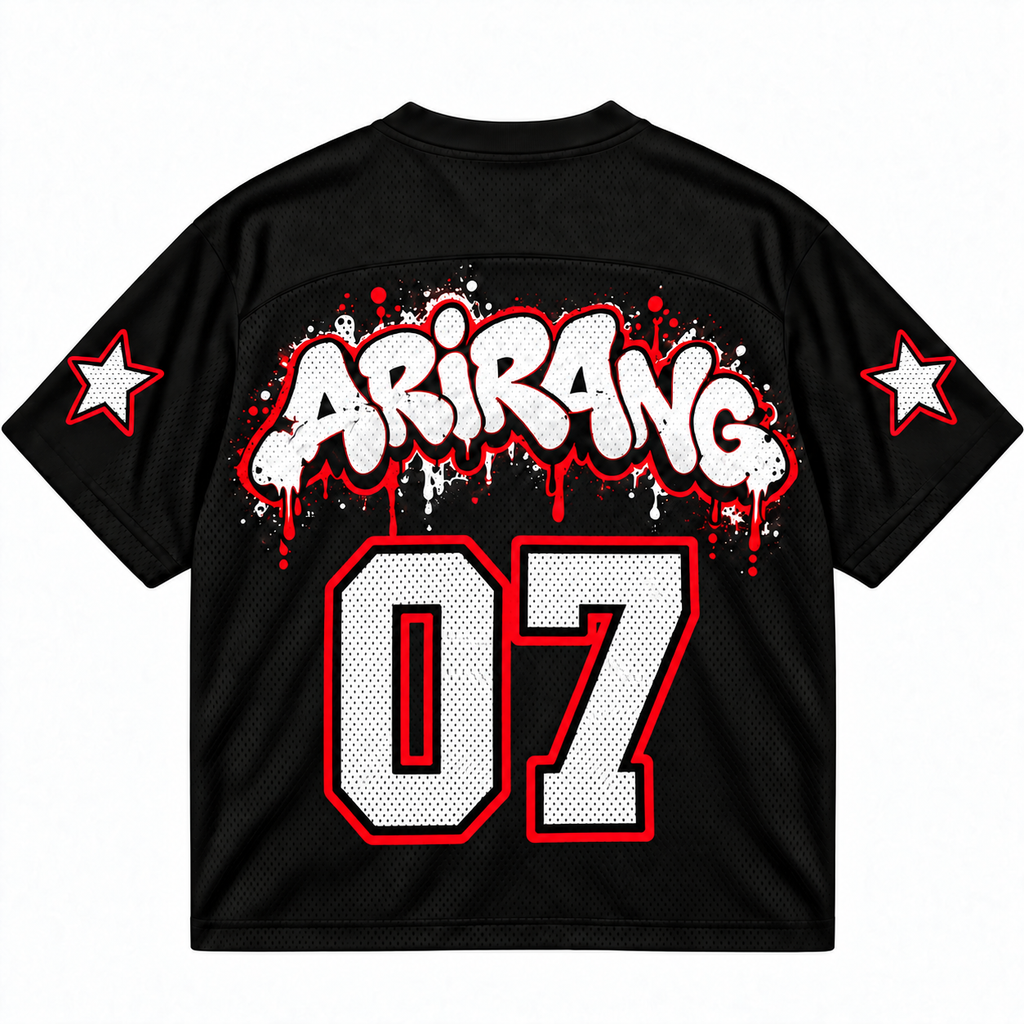 ARIRANG OT7 Graffiti Mesh Jersey, Black & Red Streetwear Fan Edition