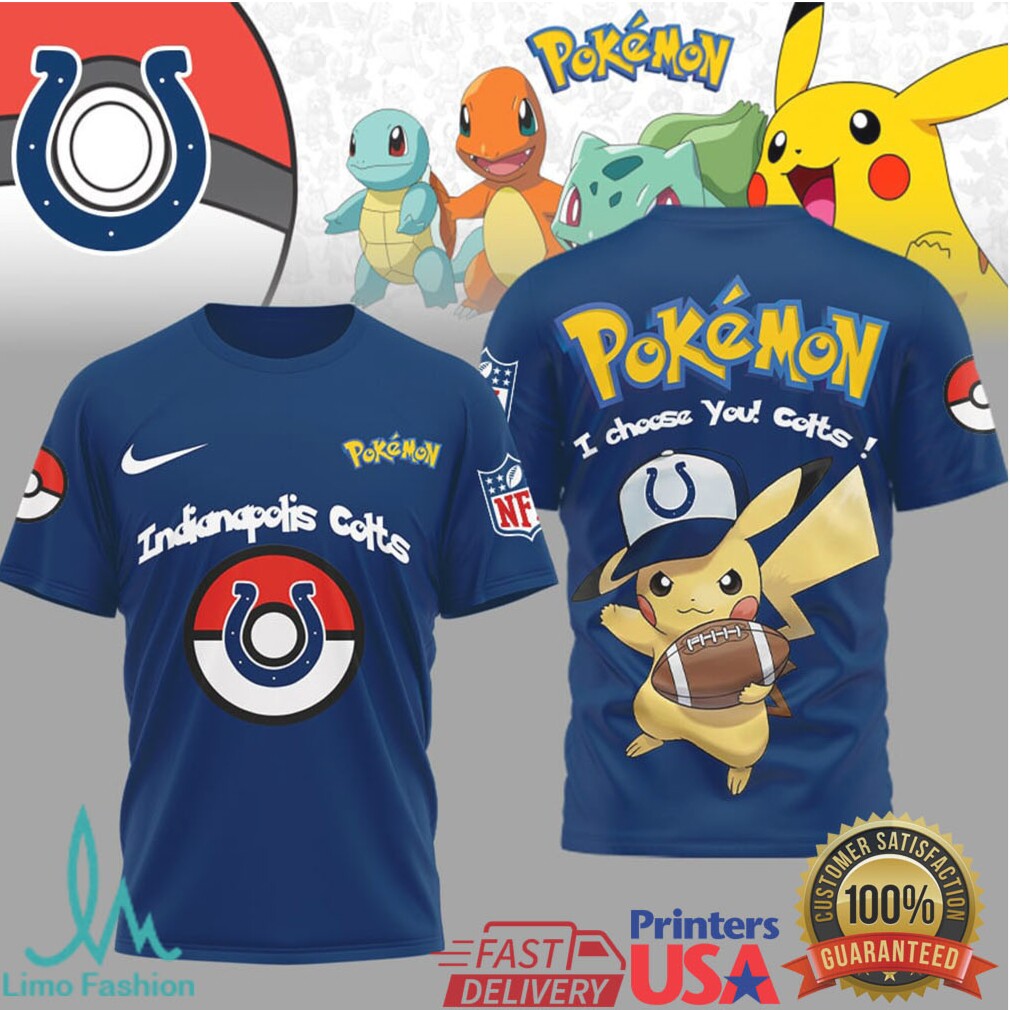 Indianapolis Colts Official NFL I Choose You Pikachu 3D Shirt - Limotees LLC