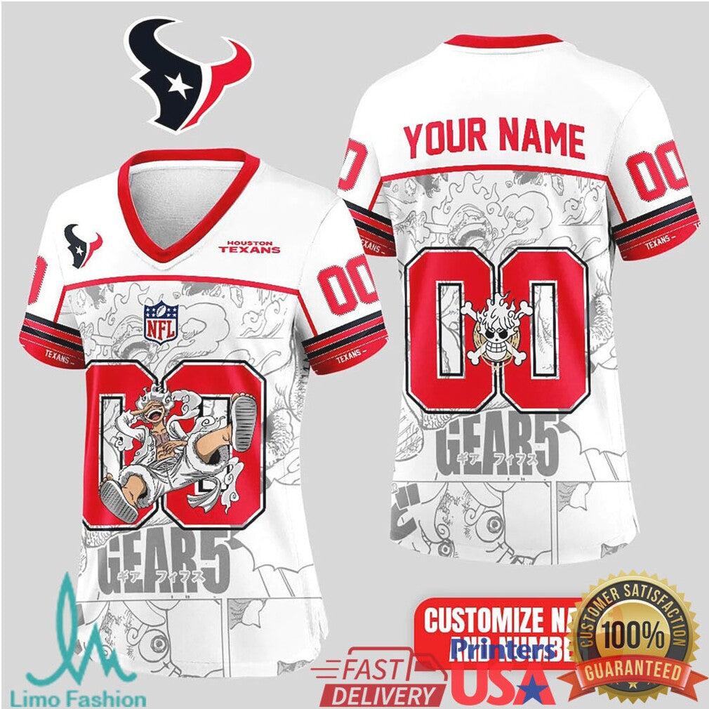 Houston Texans Official NFL Luffy Gear 5 Special Edition Baseball Jersey Custom Name - Limotees LLC