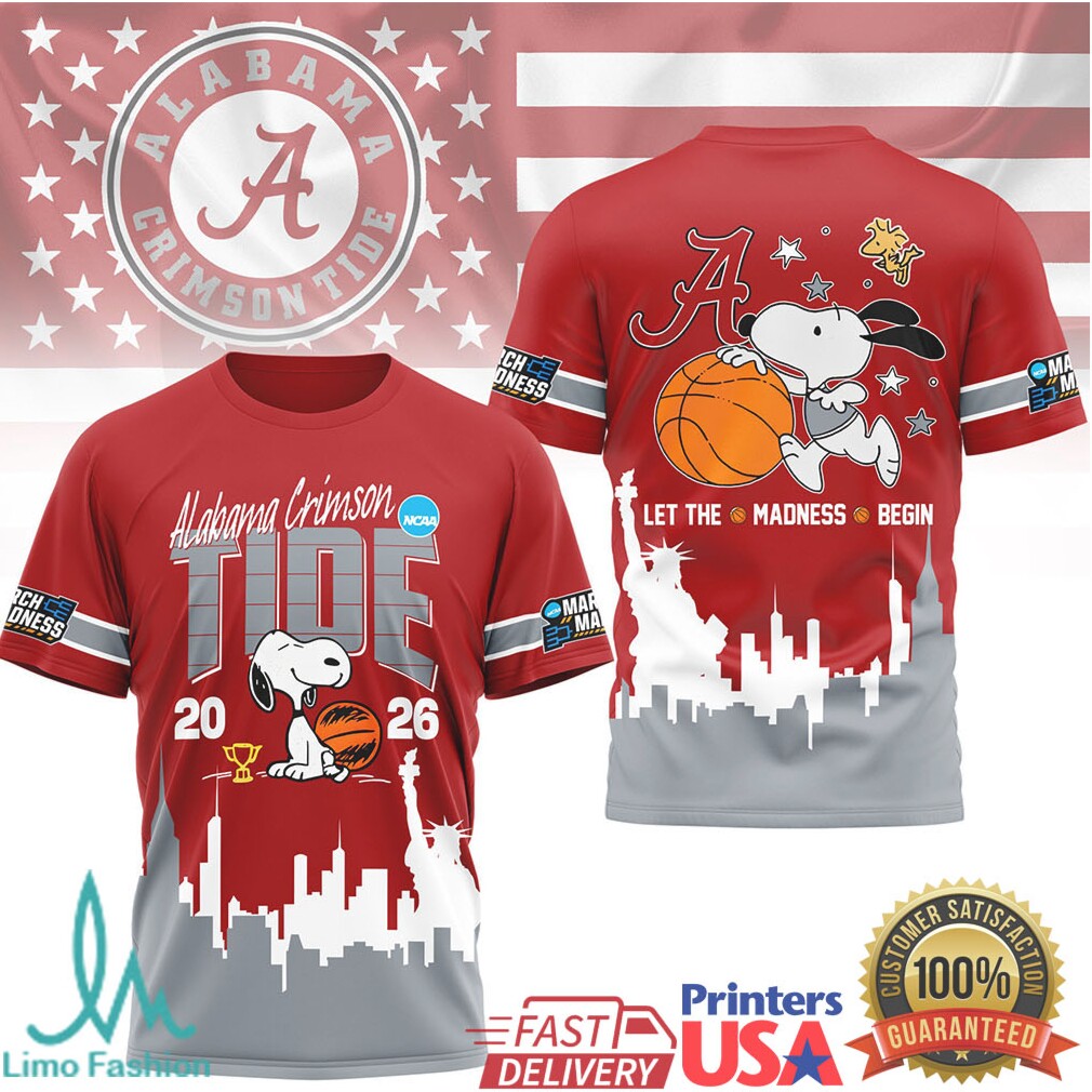 Alabama Crimson Tide 2026 March Madness Snoopy Basketball T Shirt - Limotees LLC