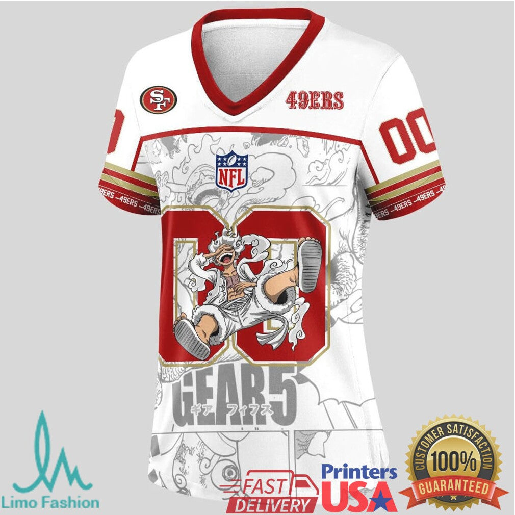 San Francisco 49ers Official NFL Luffy Gear 5 Special Edition Baseball Jersey Custom Name - Limotees LLC