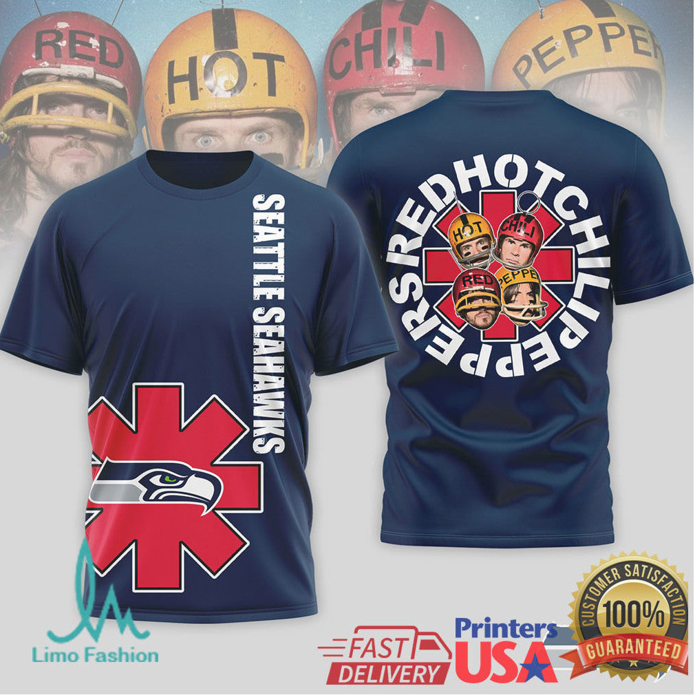 Seattle Seahawks Official NFL Red Hot Chilli Peppers 3D Shirt - Limotees LLC