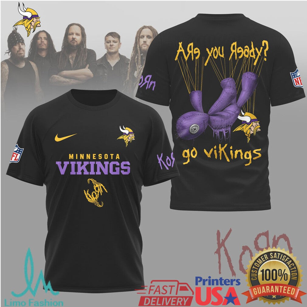 Minnesota Vikings x Korn Rock Band Aesthetic NFL Football T Shirt - Limotees LLC