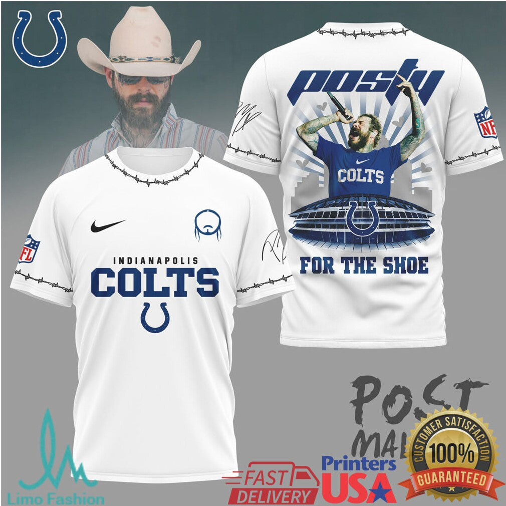Indianapolis Colts Official NFL Post Malone Fan 3D Shirt