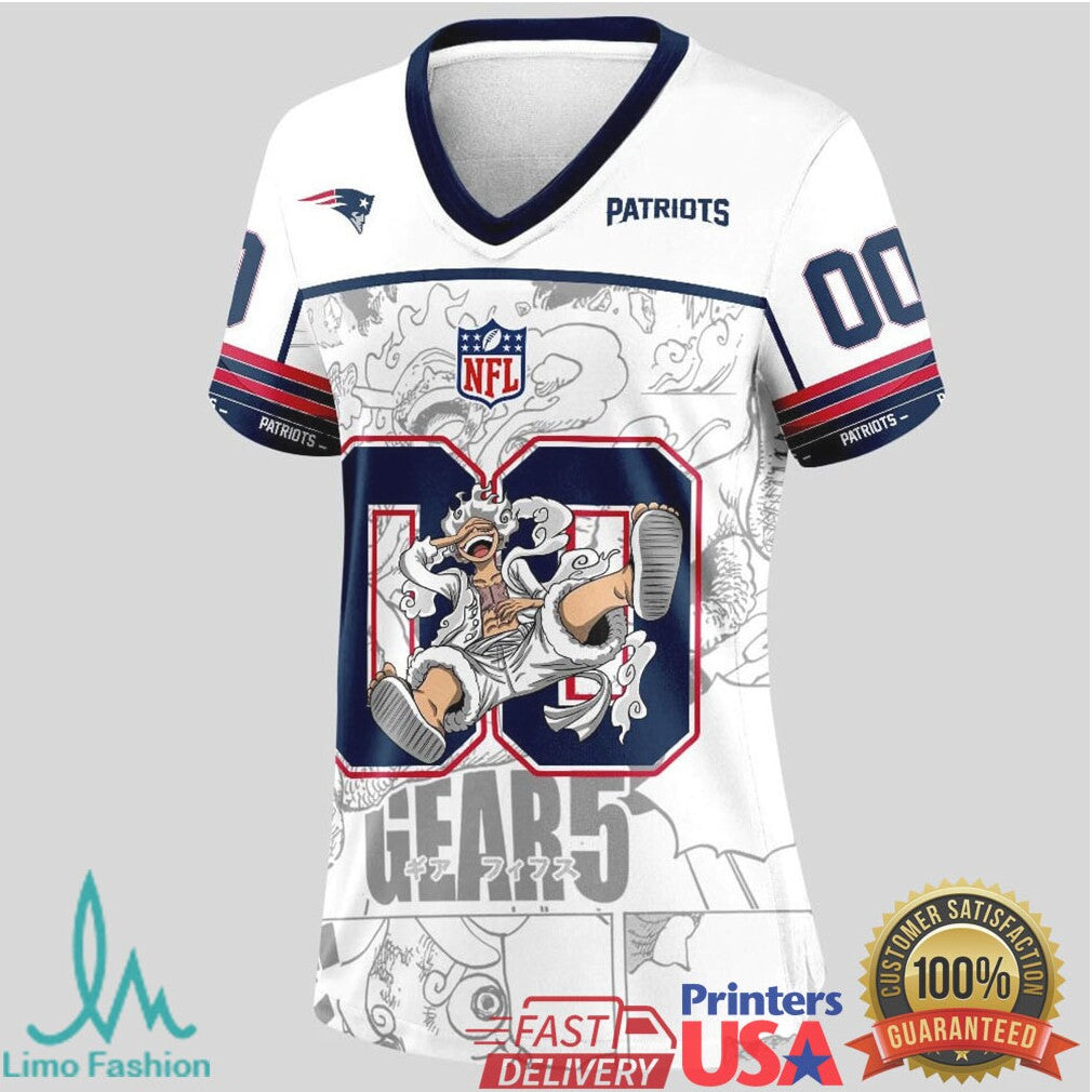 New England Patriots Official NFL Luffy Gear 5 Special Edition Baseball Jersey Custom Name - Limotees LLC