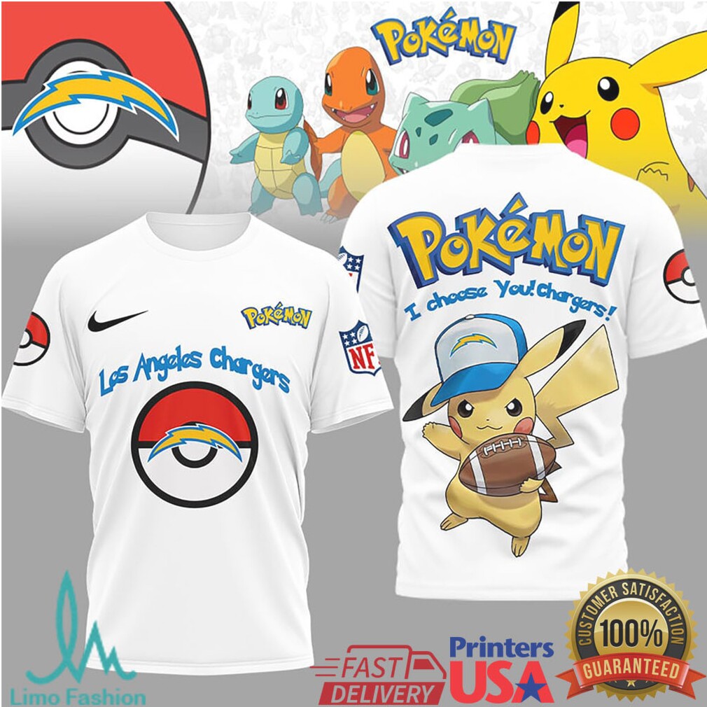 Los Angeles Chargers Official NFL I Choose You Pikachu 3D Shirt - Limotees LLC