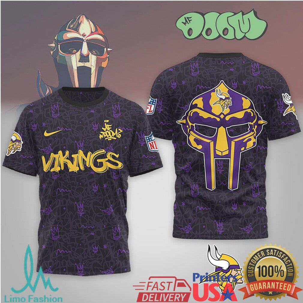 Minnesota Vikings Official NFL x MF DOOM 3D Shirt - Limotees LLC