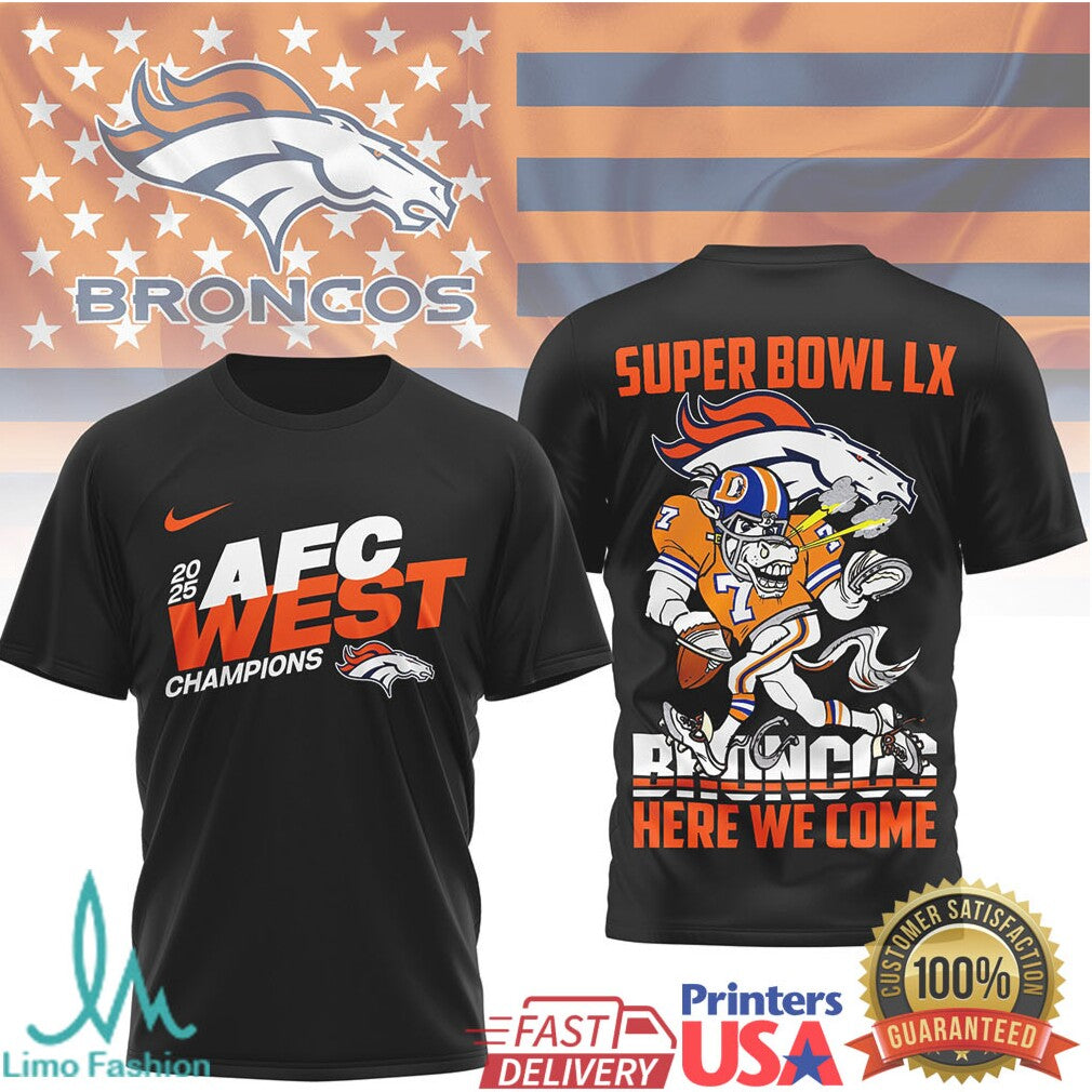 Denver Broncos Official Super Bowl LX NFL 2025 Division Champions 3D Shirt - Limotees LLC