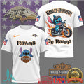 Baltimore Ravens Official NFL Stitch Harley Davidson 3D Shirt - Limotees LLC