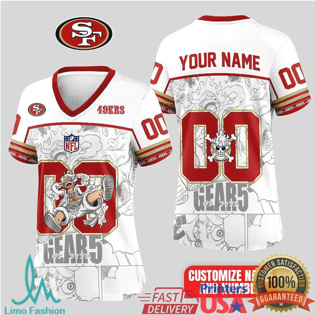 San Francisco 49ers Official NFL Luffy Gear 5 Special Edition Baseball Jersey Custom Name - Limotees LLC