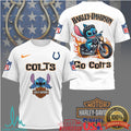 Indianapolis Colts Official NFL Stitch Harley Davidson 3D Shirt - Limotees LLC