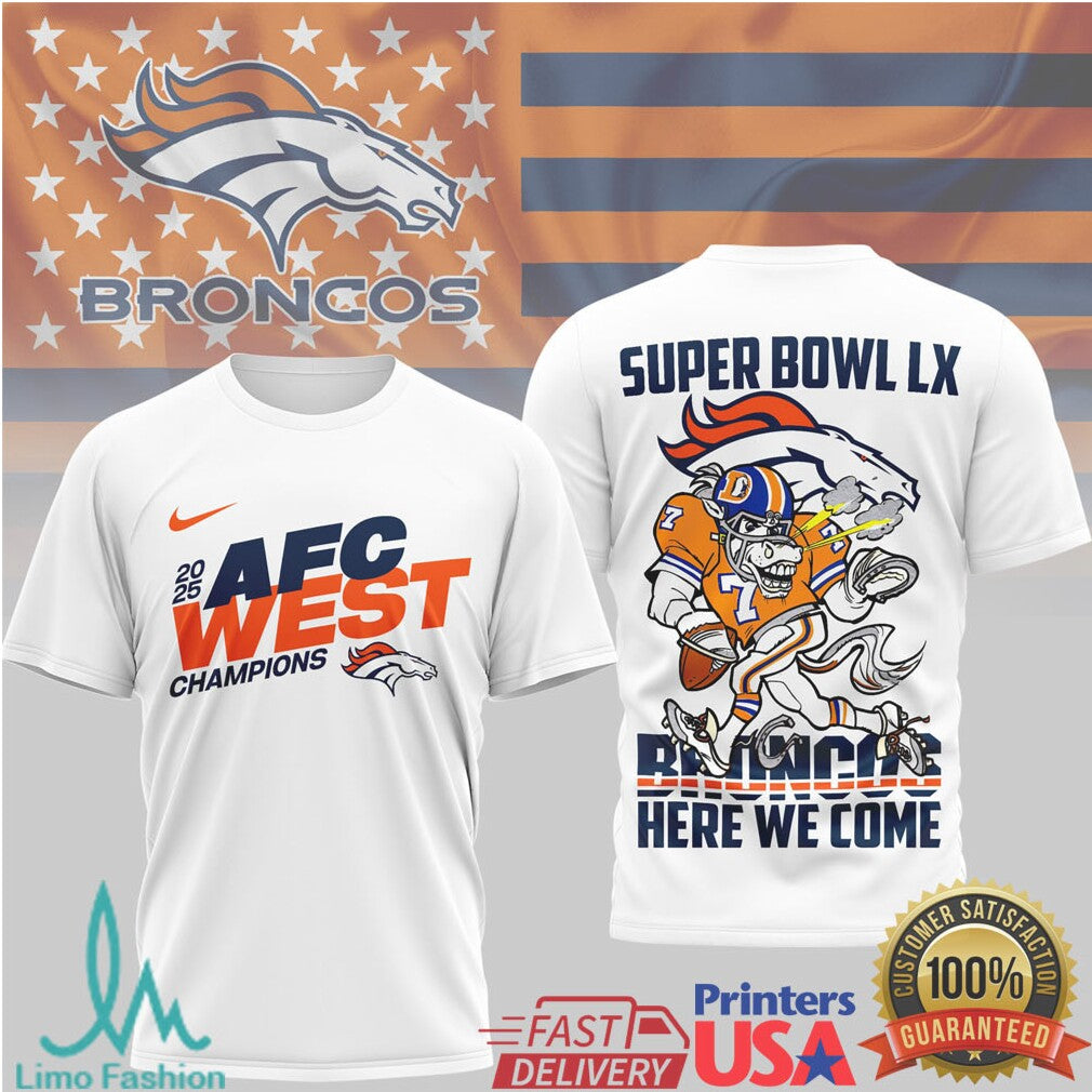Denver Broncos Official Super Bowl LX NFL 2025 Division Champions 3D Shirt - Limotees LLC