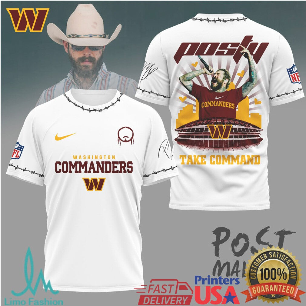 Washington Commanders Official NFL Post Malone Fan 3D Shirt - Limotees LLC