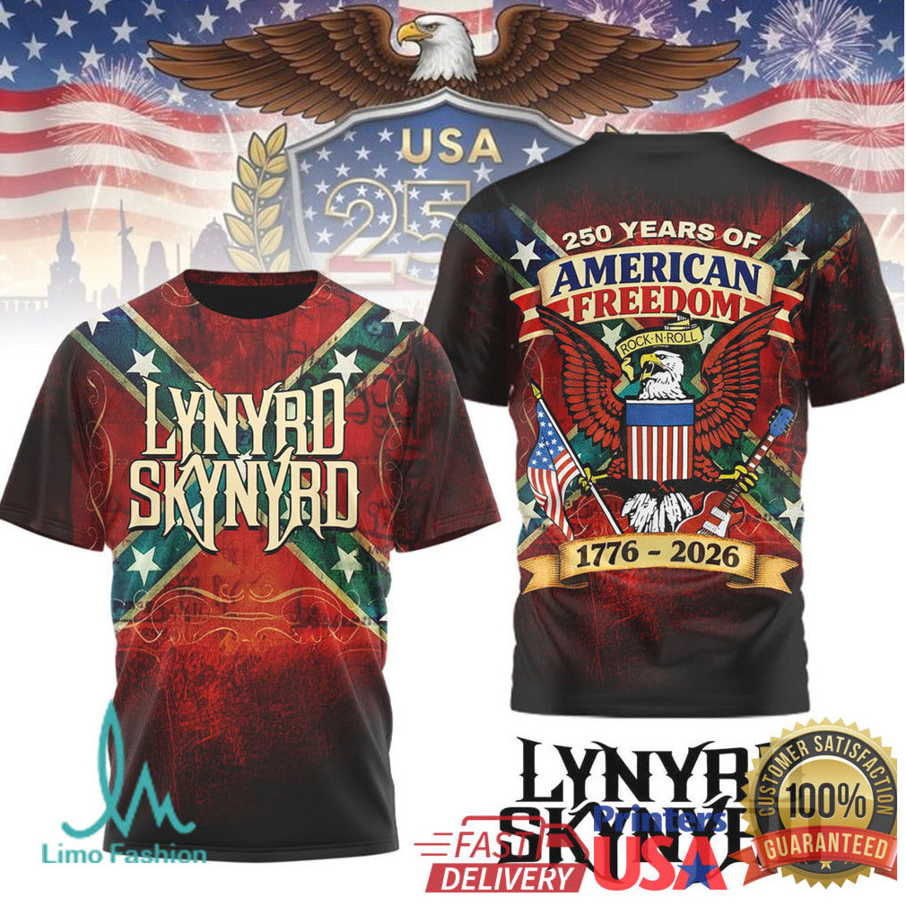 Lynyrd Skynyrd 250 Years of American Freedom 1776 2026 Tribute T Shirt