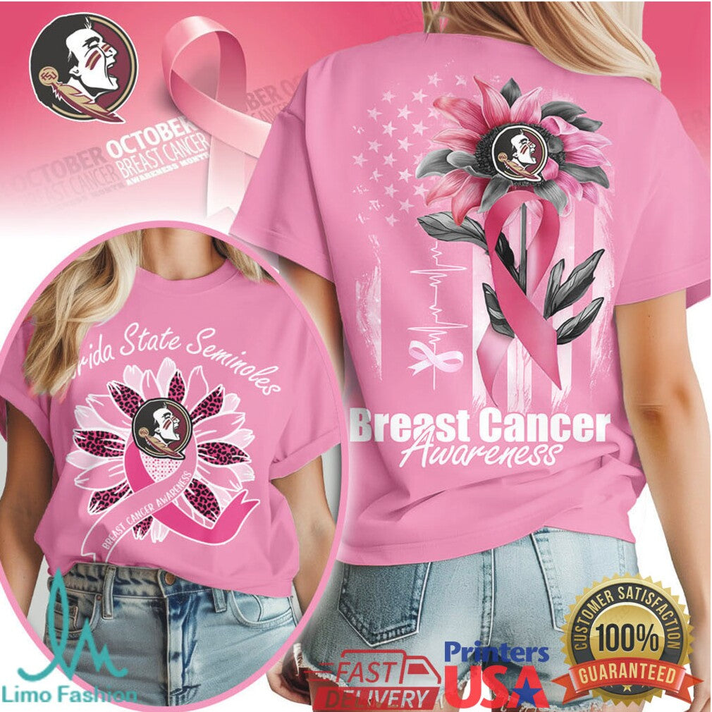 Florida State Seminoles Sunflower Breast Cancer Awareness T Shirt - Limotees LLC