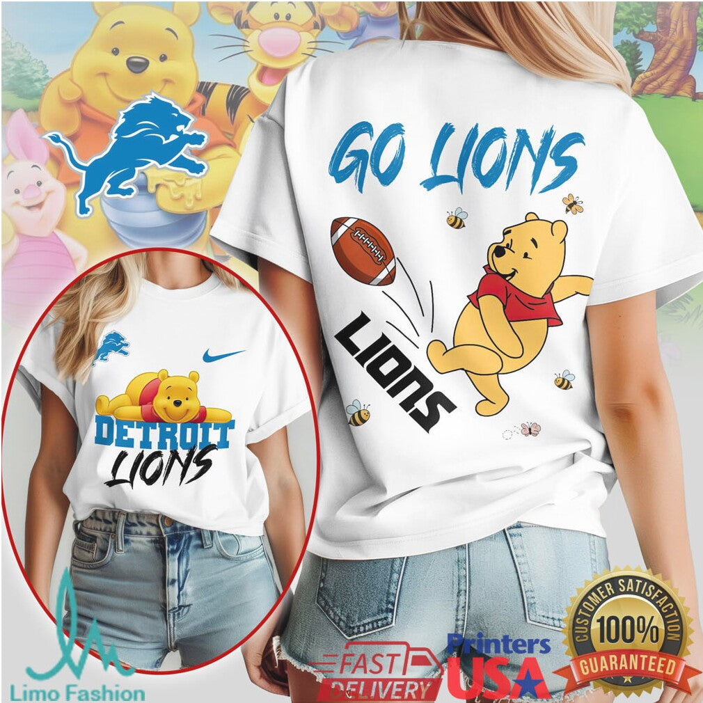 Detroit Lions Official NFL Winnie The Pooh Go Shirt - Limotees LLC