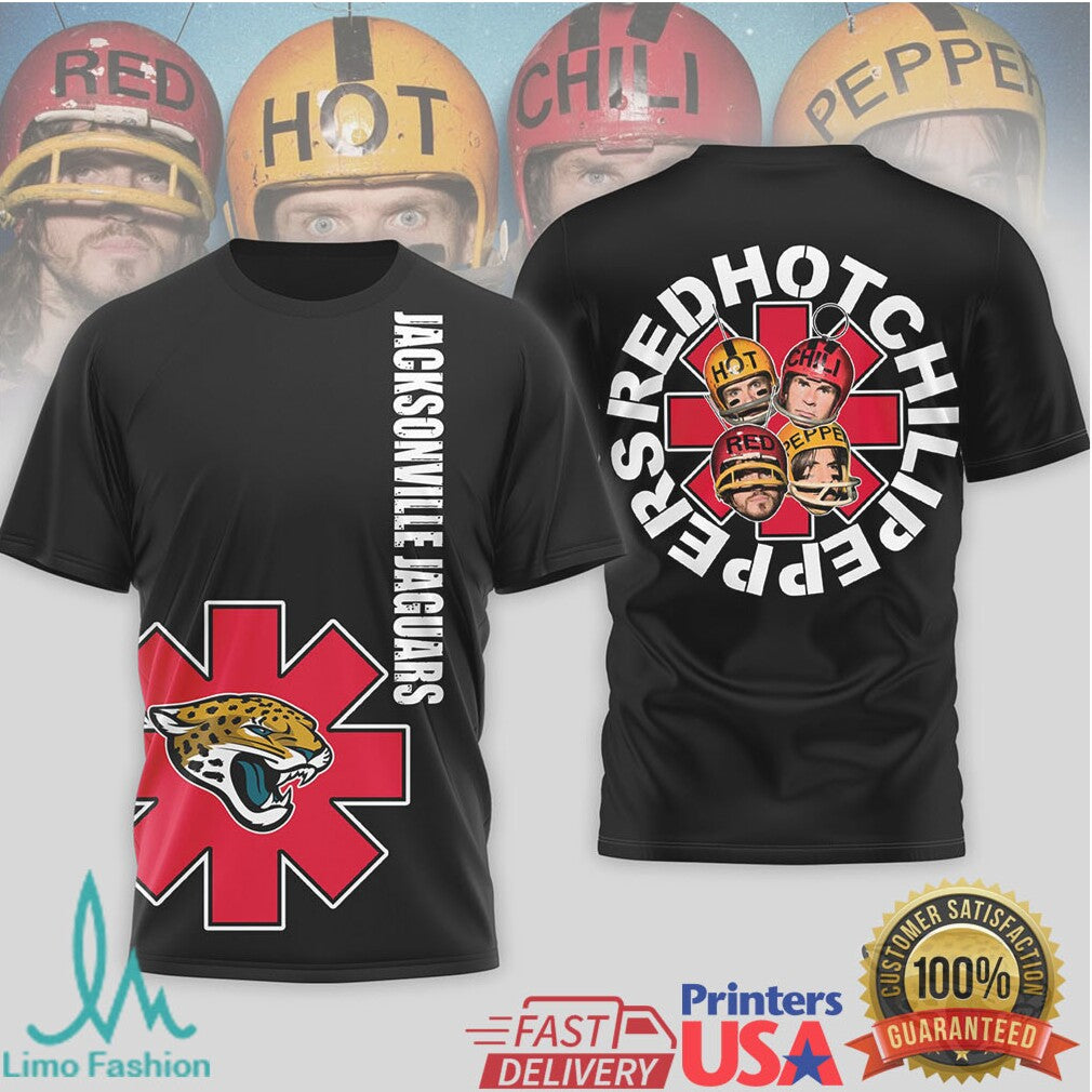 Jacksonville Jaguars Official NFL Red Hot Chilli Peppers 3D Shirt - Limotees LLC