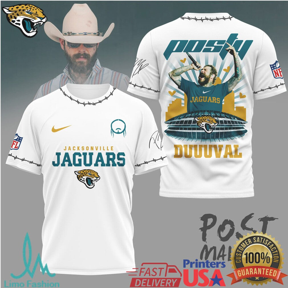 Jacksonville Jaguars Official NFL Post Malone Fan 3D Shirt - Limotees LLC