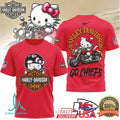 Kansas City Chiefs Official NFL Hello Kitty Harley Davidson 3D Shirt - Limotees LLC