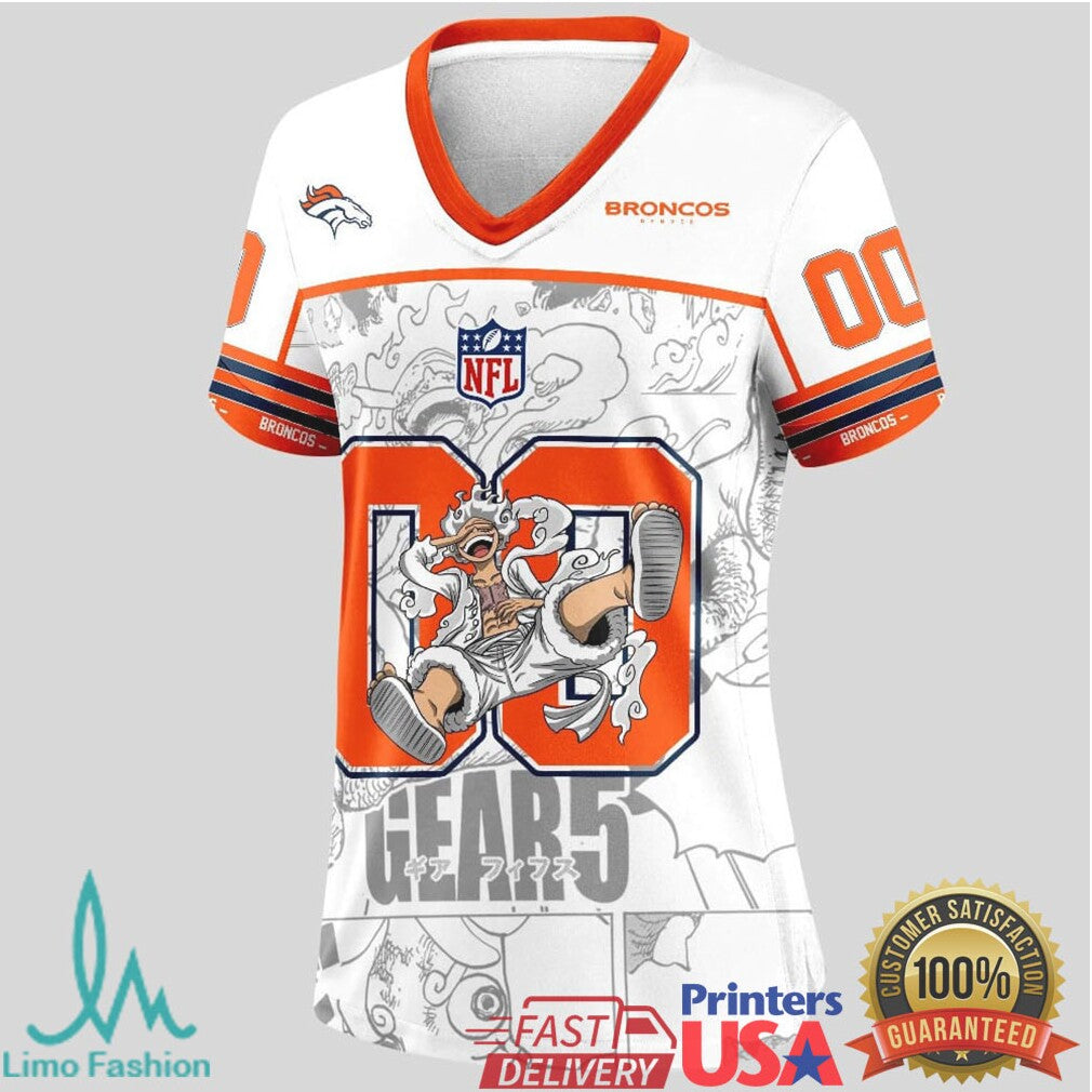 Denver Broncos Official NFL Luffy Gear 5 Special Edition Baseball Jersey Custom Name - Limotees LLC