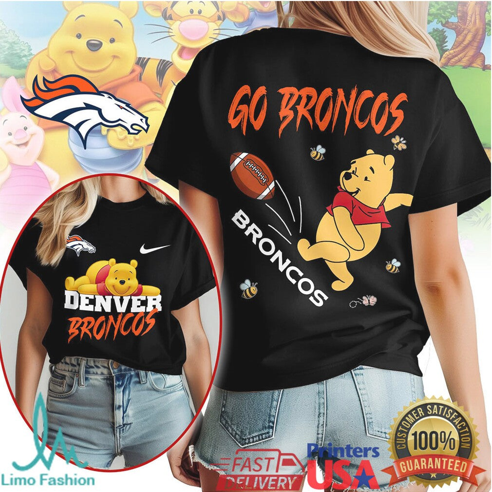 Denver Broncos Official NFL Winnie The Pooh Go Shirt - Limotees LLC