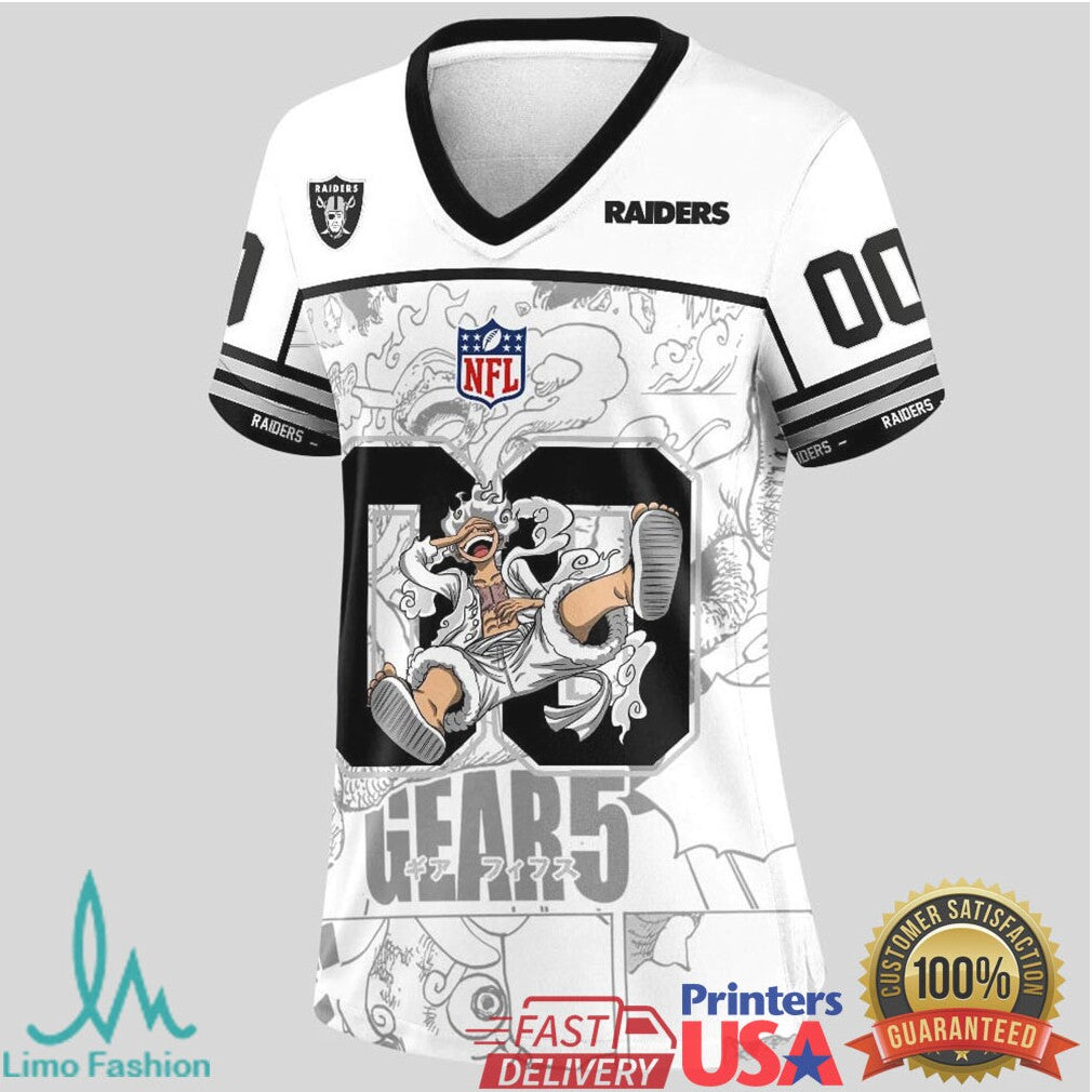 Las Vegas Raiders Official NFL Luffy Gear 5 Special Edition Baseball Jersey Custom Name - Limotees LLC