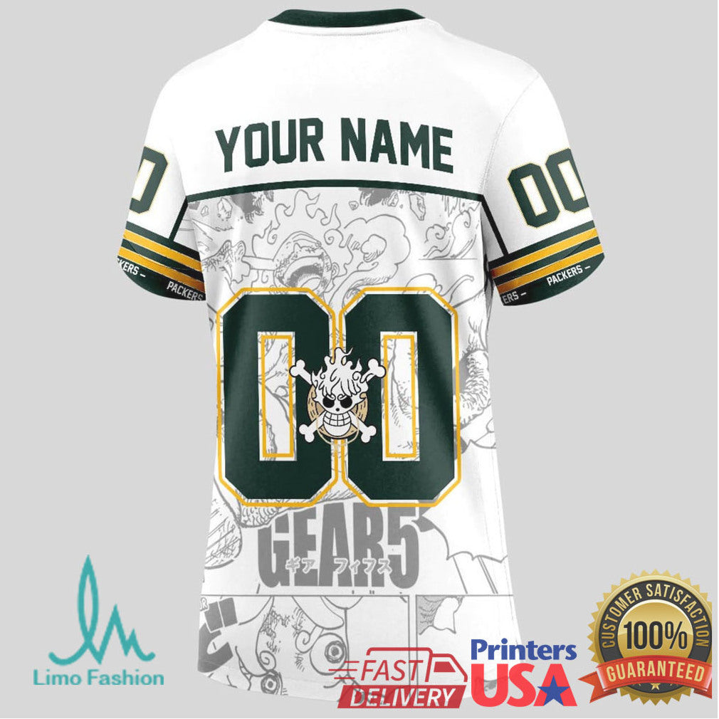 Green Bay Packers Official NFL Luffy Gear 5 Special Edition Baseball Jersey Custom Name - Limotees LLC