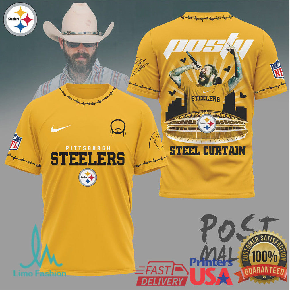 Pittsburgh Steelers Official NFL Post Malone Fan 3D Shirt - Limotees LLC