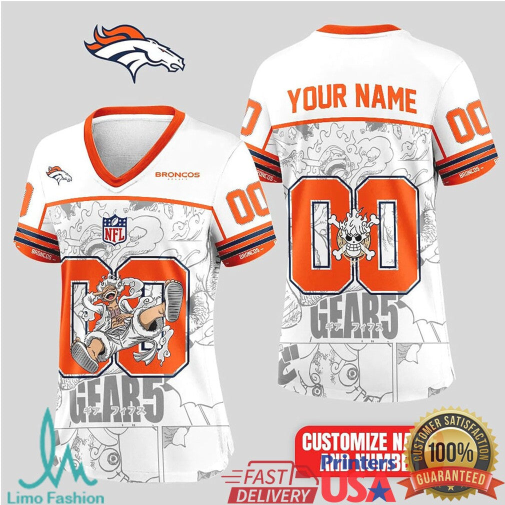 Denver Broncos Official NFL Luffy Gear 5 Special Edition Baseball Jersey Custom Name - Limotees LLC