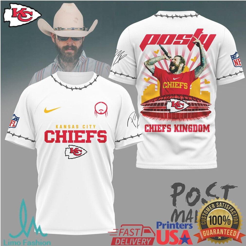 Kansas City Chiefs Official NFL Post Malone Fan 3D Shirt - Limotees LLC