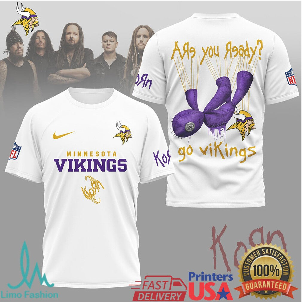 Minnesota Vikings x Korn Rock Band Aesthetic NFL Football T Shirt - Limotees LLC